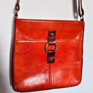 Florence orange leather shoulder bag, made in Italy